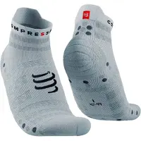 Compressport - Trail running tøj - Pro Racing Socks V4.0 Ultralight Run Low White/Alloy til Unisex - Størrelse 45-48 - Hvid