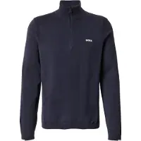BOSS Sweater med lynlås i halsen i bomuld med logoprint