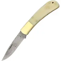 Damascus Lockback White Bone