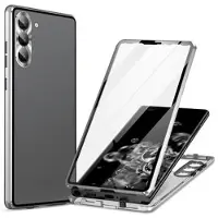 Mtp Products Samsung Galaxy S24 Magnetisk Cover med Hærdet Glas - Sølv