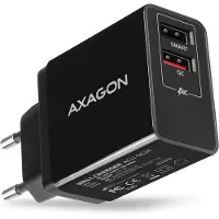 Axagon ACU-QS24 - Strømforsyningsadapter - 24 Watt - 3 A - QC 2.0, QC 3.0, AFC, Huawei Fast Charge - 2 output-stikforbindelser (USB Type A) - sort