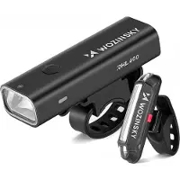 Wozinsky WSBLB2 Front (400 lm) and Rear USB-C Bike Light Set - Black