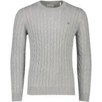 Gant Ganttil mænd. 8050601 Rundhalset trøje i grå, strikket bomuldsjersey (5XL), Casual