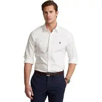 Ralph Lauren Polo Ralph Laurentil mænd. 710736557002 Slim Fit Oxford-skjorte, hvid, farvet i færdig syet tilstand (M), Casual, Bomuld, Klassisk, Lange ær