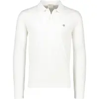 Gant Ganttil mænd. 2230 Shield pique polo shirt hvid (L), Casual, Bomuld, Lange ærmer