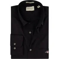 Gant Ganttil mænd. 3000100 Klassisk poplinskjorte Regular Fit sort (L), Casual, Bomuld, Lange ærmer