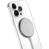 Crong MagSpot Wireless Charger - Aluminum MagSafe 15W Inductive Charger (Silver White)