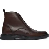BOSS BOSStil mænd. 50552551 Brune ankelstøvler i læder med gennembrudte detaljer (42), Fast, Lynlås, Casual