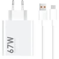 Xiaomi 67W rejseoplader med 6A USB-C-kabel MDY-14-EW - Bulk - Hvid
