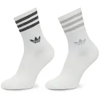 Adidas Originals Sokker 'Mid-Cut Glitter Crew 2 Pairs' lysegrå / sort / hvid