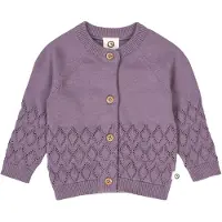 Müsli Cardigan - Strik - Leaf - Lilac Fog m. Hulmønster - - 68 - Cardigan