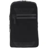 Piquadro Trakai læder & stof mono sling tekstil crossbody taske sort 42021990, 31 x 18 x 7 cm