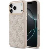 GUESS iPhone 17 Pro Max 4G Gold Frame Cover - MagSafe-kompatibelt - lyserødt