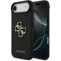 GUESS Grained Big 4G & Classic Logo etui til iPhone Air - sort