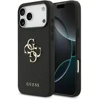 GUESS Grained Big 4G & Classic Logo etui til iPhone 17 Pro - sort