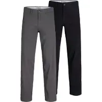 Jack & Jones Lærredsbukser 'JPSTKane Dave' mørkegrå / sort