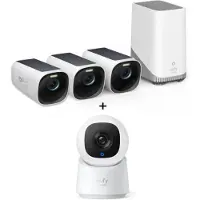 Eufy eufyCam S330 (eufyCam 3) - Video server + kamera(er) - trådløs (Wi-Fi) - 3 kamera(er) - CMOS - hvid, sort
