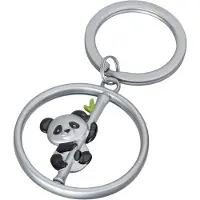 Troika nøglering Spinning Panda, metal, sølv