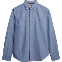Superdry Superdrytil kvinder. W4010565A Slim fit oxfordskjorte blå (L), Casual, Bomuld, Klassisk, Lange ærmer