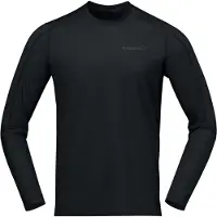 Norrøna - Vandretøj - Falketind EqualiserUll Long Sleeve M Caviar Black til UnisexUld - Størrelse S - Sort