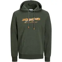 Jack & Jones Sweatshirt 'JJAlvis' mørkegrøn / mørkeorange / hvid