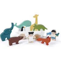 Tender Leaf Toys Træbåd der trækker dyr