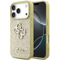 GUESS Fast Glitter Big 4G-etui til iPhone 17 Pro - guld