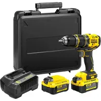 Stanley Fatmax V20 SFMCD721M2K - Hammerbor/skruemaskine - ledningfri - 2-hastigheders - nøgleløs borepatron 13 mm - 2 batterier, inkluderet oplader - 18 V