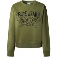 Pepe Jeans Pepe Jeanstil kvinder. PL5800022 Sweatshirt Beberly grøn (L), Casual, Bomuld, Lange ærmer