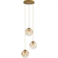 QAZQA Art Deco Pendel Messing med Amberfarvet Glas 3-Lys - Douglass