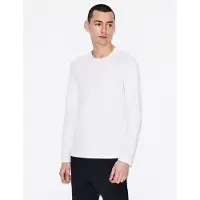 Armani Exchange A|X Armani Exchangetil mænd. 8NZM77ZJA5Z1100 Maglia T-shirt hvid (L), Casual, Bomuld, Lange ærmer