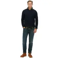 Superdry Superdrytil mænd. M6110681A Light Texture-jumper navy (S), Casual, Bomuld, Blå