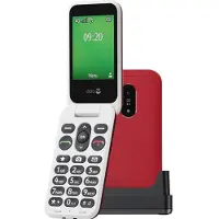 Doro Leva E22, klaptelefon med store taster, 4G, rød-hvid