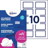 Avery Navneskilte 50x80 mm hvid selvklæbende med blå ramme - (20 ark x 10 stk.)