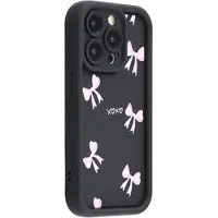 Mtp Products iPhone 15 Pro Max Stilfuldt stødsikkert TPU cover med forhøjede kanter - sort / sløjfe