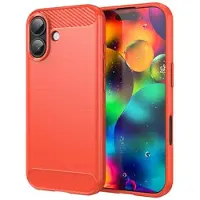 Mtp Products iPhone 17 Børstet TPU Cover - Karbonfiber - rød
