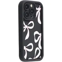 Mtp Products iPhone 15 Pro Max Stilfuldt stødsikkert TPU cover med forhøjede kanter - sort / stor sløjfe