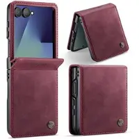 CASEME Samsung Galaxy Z Flip7 033 Pung Etui med Kalvemønster og RFID-blokering - Rød