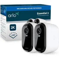 Arlo Essential 3 XL - Netværksovervågningskamera - indendørs, udendørs - vejrfast - farve (Dag/nat) - 4 MP - 2560 x 1440 - audio - trådløs - WiFi - 2.4GHz radio, 5 GHz radio (pakke med 2)