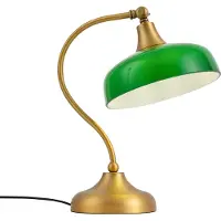 QAZQA Klassisk bordlampe bronze med grønt opalglas - Clerk