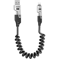 Dudao L20 Pro 4-i-1 opladnings- og datakabel - 1.5m, USB-A, USB-C, Lightning - Sort