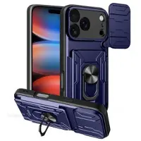Mtp Products iPhone 17 Pro Max Roterende Ring Hybrid Cover med Kameraskjold - Blå