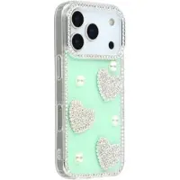 Mtp Products iPhone 17 Pro Max Funklende Kærlighed og Perle Hybrid Cover - Grøn
