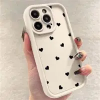 Mtp Products iPhone 13 Pro Max stødsikkert TPU-cover med hjertemønster og forhøjede kanter - hvid