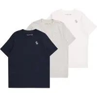 Abercrombie & Fitch T-shirts - 3-pak - Navy Blazer/Hvid/Gråmeler - - 7-8 år (122-128) - T-Shirt