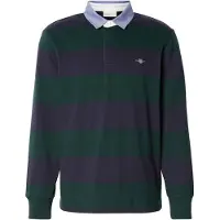 Gant Ganttil mænd. 2004083 Heavy Rugger med striber og grøn chambray-krave (L), Casual, Bomuld, Lange ærmer