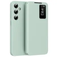 Mtp Products Samsung Galaxy S25 FE Smart Clear View Flip etui med kortplads - Lysegrøn