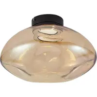 QAZQA Design loftslampe sort med ravfarvet glas - Gemma