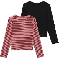 Kids Only Bluser - Cropped - 2-pak - KogDixi - Pink Lemonade/Str - - 7-8 år (122-128) - Bluse