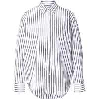 Gant Ganttil kvinder. 4300239 Relaxed Fit klassisk navy-stribet poplin-skjorte (42), Casual, Bomuld, Lange ærmer, Blå